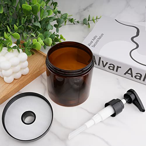 Pump Bottle Dispenser 3 Pcs 600ml/20oz Brown | BPA Free Wide Mouth Plastic Bottle for Shampoo, Conditioner and Body Lotion Storage