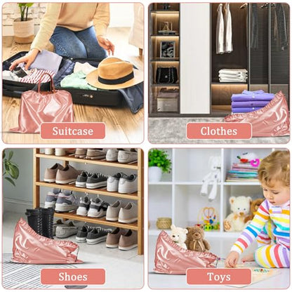 12 Pcs Dust Bags for Purses and Handbags Satin Purse Storage Organizer With Drawstring Closure Handbag Protector 16 x 20 in, Pink
