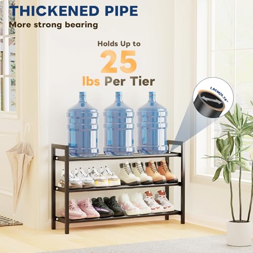 Mavivegue 18-33” Expandable Shoe Rack for Closet, 3-Tier Shoe Organizer, Adjustable Shoe Rack for Front Door Entrance, Entryway