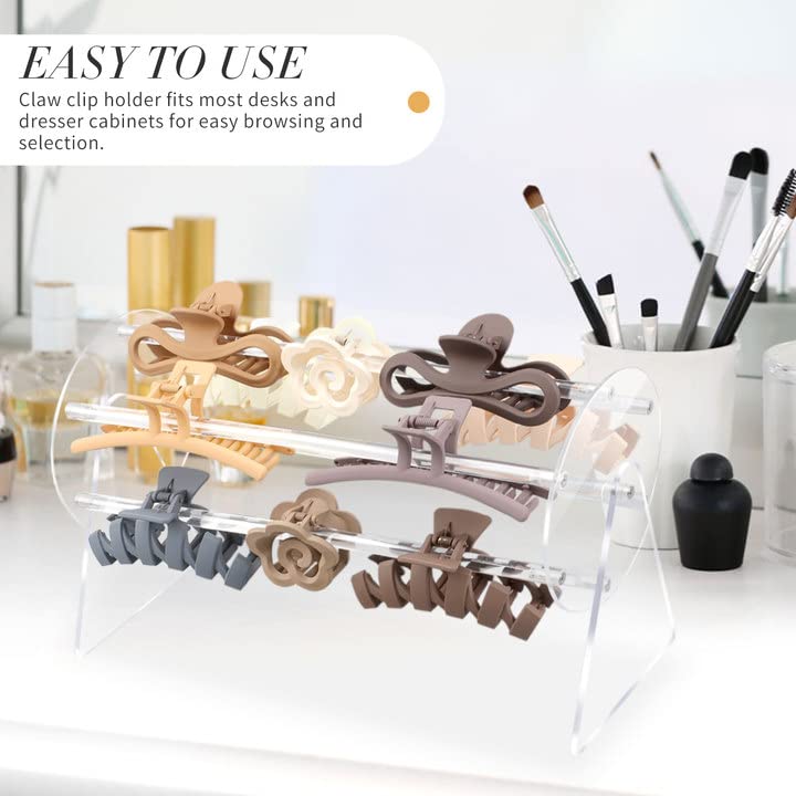 SNOWSTAR Acrylic Claw Clip Organizer Holder,360-Degree Rotating Claw Clip Holder and Storage,Hair Clip Organizer Display Clear Stand for Women and Girls
