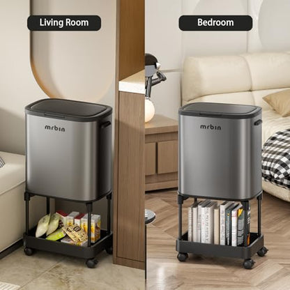 Stainless Steel Tall Kitchen Trash Can with Shelf... (Eclipse Grey | Stainless Steel)