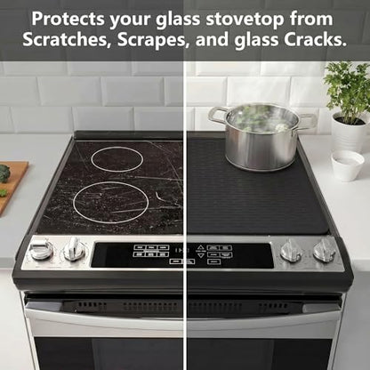 Stove Top Cover for Electric Stove - Silicone Stove Mat for Glass Top, Glass Cooktop Protector for Kitchen,Multi-Functional Oven Covers for Electric Stove (Black,28 x 20)