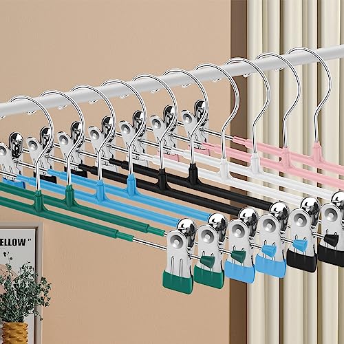 20 Pack Pants Hangers with Clips,Skirt Hangers Space Saving, Heavy-Duty Pant Hangers Metal Clothes Hanger for Closet, Black