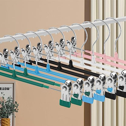 20 Pack Pants Hangers with Clips,Skirt Hangers Space Saving, Heavy-Duty Pant Hangers Metal Clothes Hanger for Closet, Black