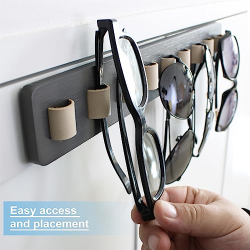 Sunglasses Organizer Wall Mounted Wood Sunglass Holder for Home Glasses Holder/Sunglasses Rack,Home Decor (Gray-1pcs-long)