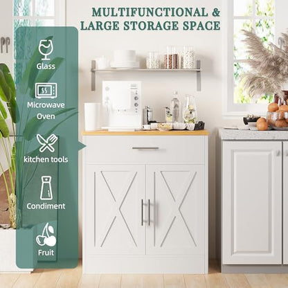 Shintenchi Farmhouse Storage Cabinets with Doors and Shelves,Kitchen Barn Door Storage Cabinet with Drawers,Coffee Bar Cabinet Buffest Sideboard for Dining Room,Bathroom,Entryway