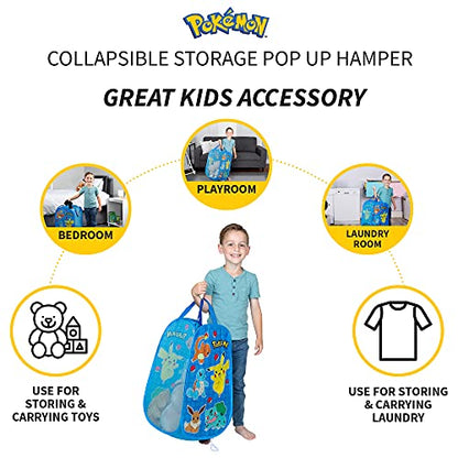 POKEMON Kids Room Collapsible Storage Bin Pop Up Hamper, One Size, (Officially Licensed Product) by Franco