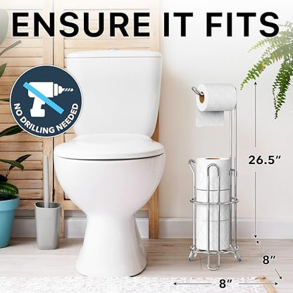 Simple Houseware Bathroom Toilet Paper Storage Holder Stand Shelf, Chrome | 4 Paper Rolls, 7.25" x 7.25" x 23.5", Wired