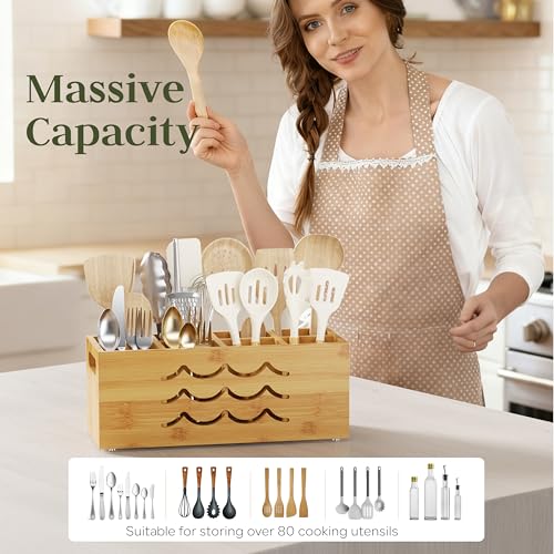 Large Kitchen Utensil Holder for Countertop, 8 Adj...