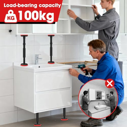 Adjustable Shelf Support Pole for Undermount Sink Cabinet Shelf 7.1-17.3in | Telescopic Heavy Duty 220lb Sagging Shelf Support Post Leg Cabinet Jacks