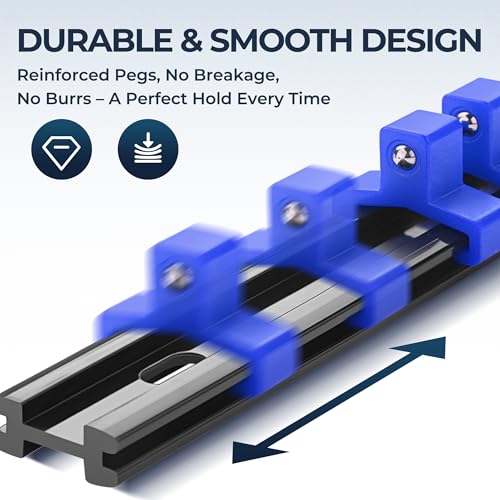 Reniteco 9-Pack Socket Organizer Set, 1/4" x 48 3/8" x 45 1/2" x 36 Clips | 129 Clip Capacity, Havy-Duty ABS Socket Rails, Removable Clips, Drive Socket Storage, Toolbox Drawer or Wall Mount