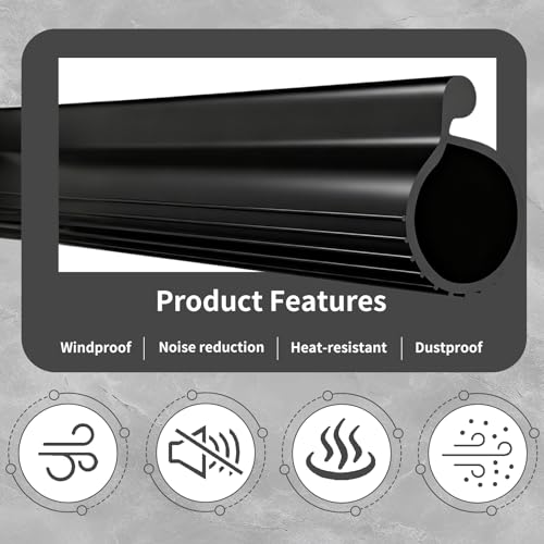 0.19" P Bulb Garage Door Seal Bottom Rubber 20.3 FT for Single Track, Black | Weather Stripping Noise Reduction Weatherproof Replacement Easy DIY Installation for Single Slot Overhead Door Overhead Door