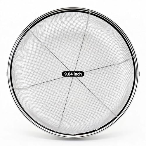 Fine Mesh Strainer for Kitchen, Stainless Steel Colander Bowl for Pasta, Rice, Fruit, Metal Net Baskets with Resting Base - Strain, Drain, Rinse (Diameter 9.84 inch)