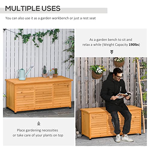 Outsunny 75 Gallon Wooden Deck Box Outdoor Storage Container Yellow | Aerating Gap, Weather-Fighting Finish