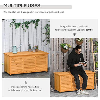 Outsunny 75 Gallon Wooden Deck Box Outdoor Storage Container Yellow | Aerating Gap, Weather-Fighting Finish