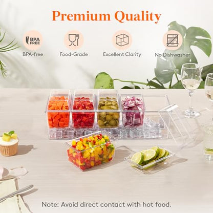Lifewit Chilled Condiment Caddy with 5 Individual Lids, Ice Garnish Tray