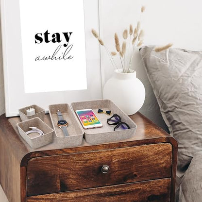 8pc Nordic Minimalist Desk Organizer Tray Beige Oatmeal Storage | Sustainable material soft yet sturdy,multi-purpose storage, sleek minimalist lifestyle