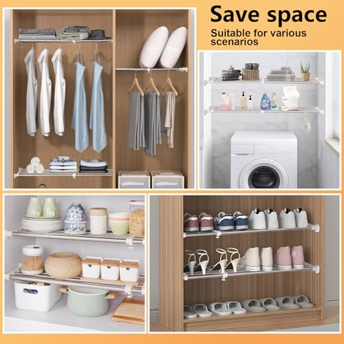 BAOYOUNI Tension Closet Shelf, Adjustable Storage Rack Separator | Wardrobe Cupboard Divider Organizer Rod for Kitchen Bathroom Bedroom, 23.62-39.37 Inch