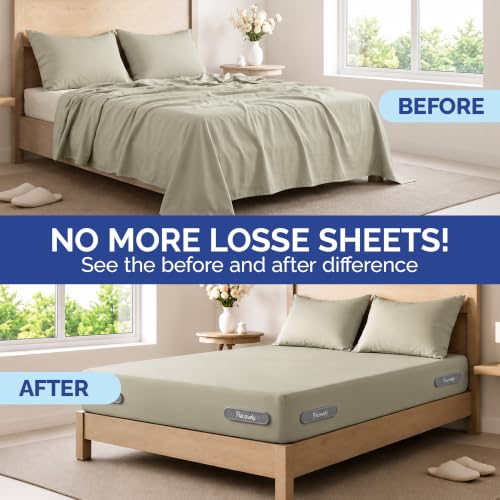 Bed Sheet Holder for Corners (4 Pack) – Keeps Sheets Tight & Wrinkle-Free – Fitted Sheet Clips & Fasteners for King Queen Twin Mattress – Durable Plastic Bedsheet Locker, Grey