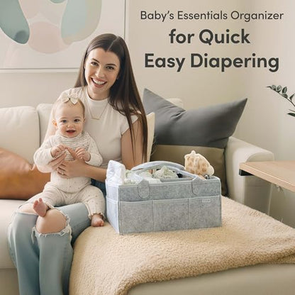 PUTSKA Baby Diaper Caddy Organizer, Felt Nursery Basket, Gray, Large