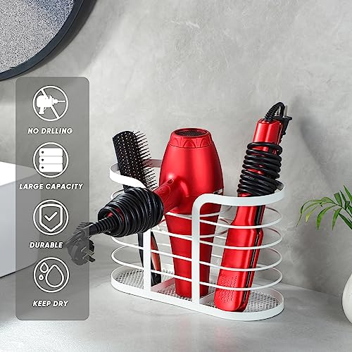 White Hair Dryer Holder - Adhesive Blow Dryer Hold... (White-l | Stainless Steel)