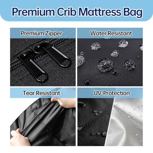 Heavy Duty Water-Resistant Crib Mattress Storage Cover Bag with Zipper