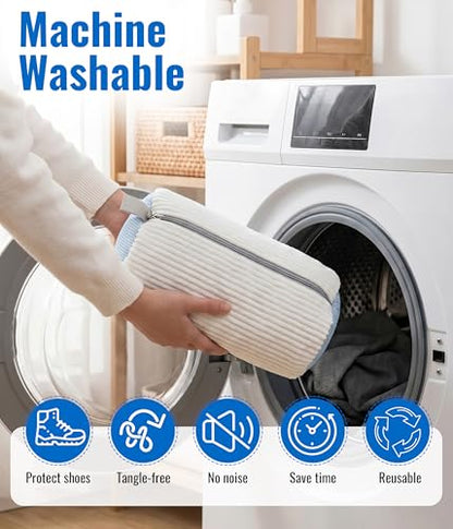 Shoe Washing Machine Bag 2 Pack, Reusable Laundry Shoe Bags for Washer & Dryer, 360° Deep Cleaning Sneaker Bags with Self-Locking Zipper, Shoe Protector for Sneakers & All Shoe Types