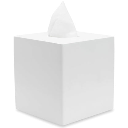 Matte White Square Tissue Box Cover