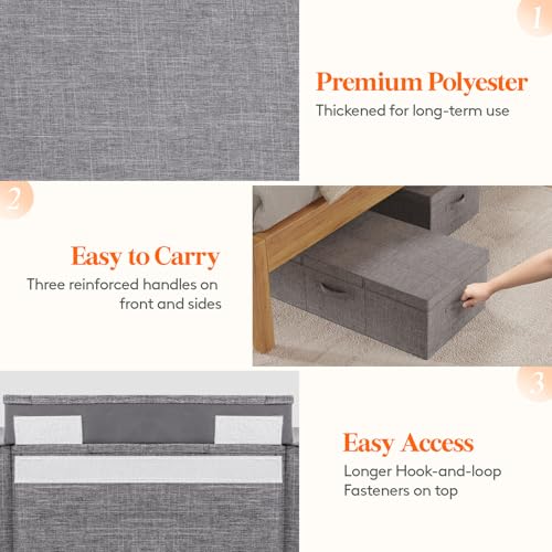 Lifewit 80L Under Bed Storage Containers, 9.8 Inch Tall Underbed Clothes Storage Organizer Bin with Sturdy Sidewalls, Bottom, 3 Lids, Deep Storage Drawer for Clothes, Shoes, Blankets, Pillows 2 Pack