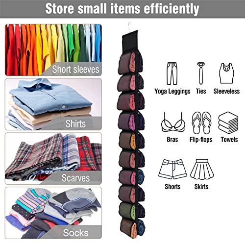 2 Pack 40-Pocket Hanging Legging Organizer Storage, Dorm Essentials | Double-sided, Breathable Mesh, Saving Space, Storage Yoga T-Shirts Bras Socks Pants Tank Top Towel