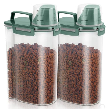 2 Pack 3 Lbs Pet Dog Cat Food Storage Containers for Travel - Pine Green