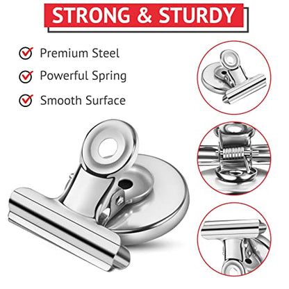 24 Pack Magnetic Clips Fridge Magnets Heavy Duty Magnet Clips for Whiteboard & Refrigerator Wide Scratch Safe Best for House Office School Use
