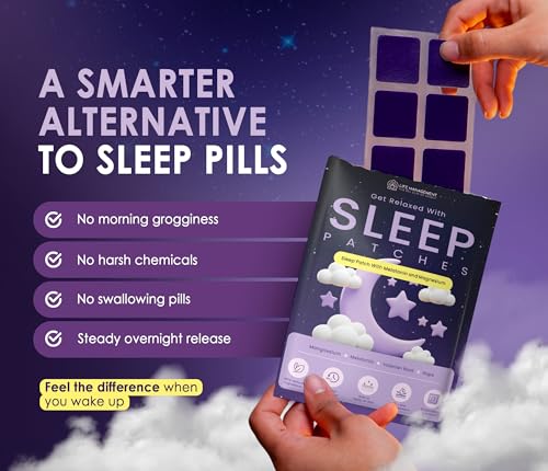 Life Management Sleep Patches for Adults, Overnight Topical Patches with Melatonin, Magnesium, Valerian Root & Hops, Bedtime Routine Stickers, 30 Count