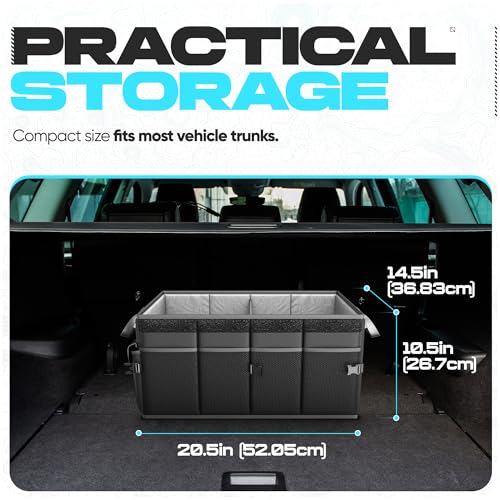 FORTEM Trunk Organizer For SUV Car Trunk Organizer, Foldable Storage, Car Accessories for Women Men, Collapsible Bag, 600D Oxford, Non Slip Bottom, Straps, Soft Cover (50L)