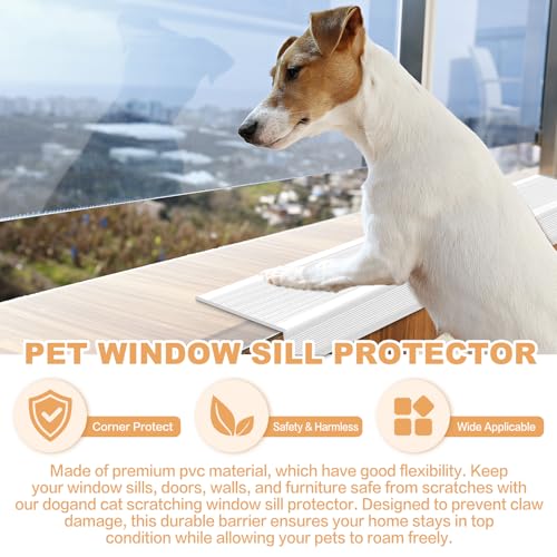 Dog Cat Scratching Window Sill Protector, Self-Adhesive Anti-Scratch Guard for Walls, Furniture - Slip Resistant Pet Shield