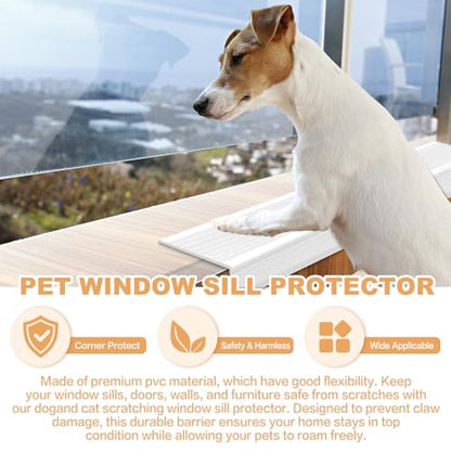 Dog Cat Scratching Window Sill Protector, Self-Adhesive Anti-Scratch Guard for Walls, Furniture - Slip Resistant Pet Shield