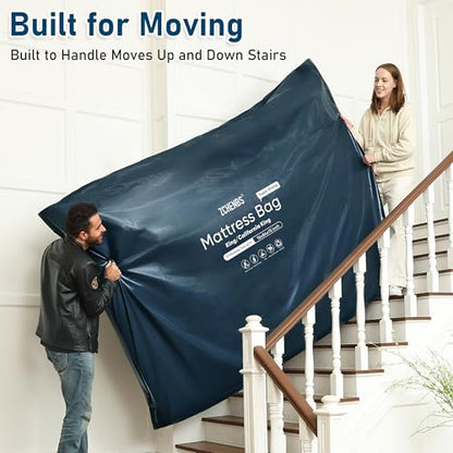 ZCHENBS® - King Mattress Bags for Moving, Waterproof Storage Bag with Zipper, Heavy-Duty 5 Mil Ultra-Thick California King Mattress Protector Cover for Moving, Reusable (Solid/Black, 1 Pack)