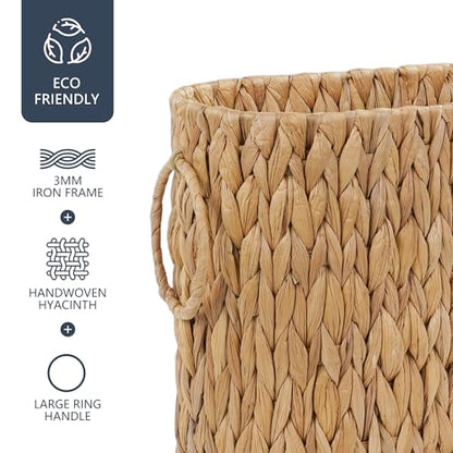 Toilet Paper Storage Basket, Water Hyacinth Toilet Paper Holder for Up to 6 Mega Rolls, Wicker Basket for Bathroom Accessories Organizer, Boho Hand Woven Rattan Decorative Decor, Natural