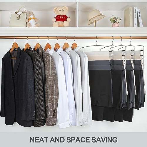 TOPIA HANGER Pant Hangers Space Saving 3 Pack Yoga Pants Leggings Hangers for Closet Non Slip 5 Tier Swing Arm Hanger Organizer for Pants Yoga Pants Leggings Trouser Jeans Slack - CT49B