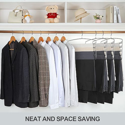 TOPIA HANGER Pant Hangers Space Saving 3 Pack Yoga Pants Leggings Hangers for Closet Non Slip 5 Tier Swing Arm Hanger Organizer for Pants Yoga Pants Leggings Trouser Jeans Slack - CT49B