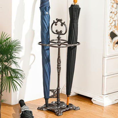 Sungmor Vintage Cast Iron Umbrella Stand - 23.7 Inches Tall | Heavy Duty Decorative Umbrella Holder for Entryway, Hallway & Office, Rustic Farmhouse Freestanding Metal Stand