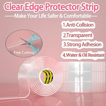 Clear Edge Protector & Corner Guards,2in（W x 3.3FT(L), Baby Proof Corner Protectors for FurnitureTable Bumper for Baby Safety, Sharp Edge Protector for Drawers, Tables, Cabinets