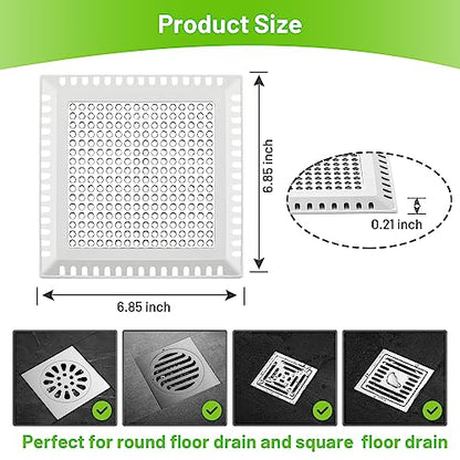 Aluvor Shower Drain Hair Catcher,Quality Shower Strainer Drain Cover | Square Hair Catcher Shower Drain for Bathroom Floor, Shower Hair drain Catcher to Keep Away from Clogged Drain -No Rust!