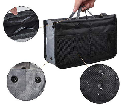 Vercord Purse Organizer Insert for Handbags Bag Organizers Inside Tote Pocketbook Women Nurse Nylon 13 Pockets Black Large