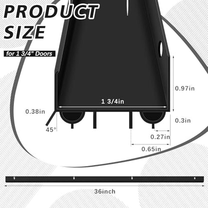 Lineshading 2 Sets Door Sweep Plastic PVC 1 3/4" x 36" Slide on Bottom Exterior Door Seal Strip for Weather Stripping Draft Stopper (Black)