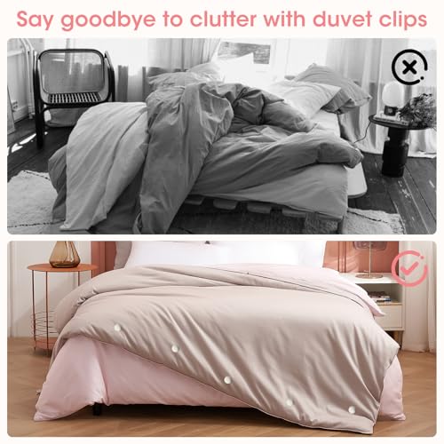 MQUPIN Duvet Pin Duvet Clips 16 Sets, Duvet Cover Pins Comforter Clips with Soft Fabric Material, Double Sided Pin Fasteners for Quilt, Cushions, Curtains - White