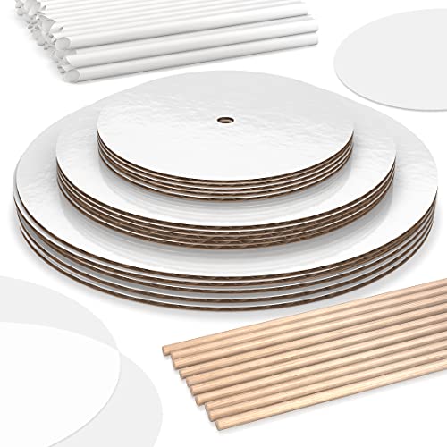 Cake Boards Tiering Kit - Cake Board 10 Inch, 8 In... (130 Count | White | Plastic)