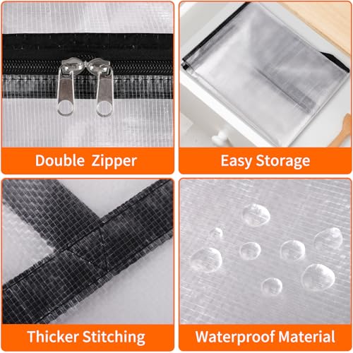 6 Pack Clear Storage Bags for Comforter, Clothes & Bedding, 40L | Plastic Blanket Storage with Zipper & Handle, Foldable Moving Bags, Closet Organizer and Under-Bed Storage Containers