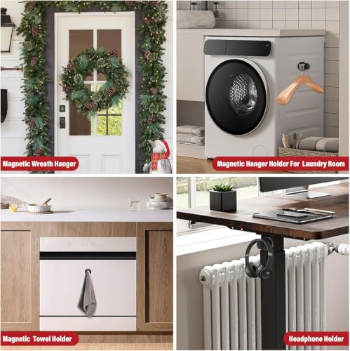 Magnetic Hooks for Cruise Cabins Black 150Lb Magnet Wreath Hanger | Locker Accessories Strong Magnetic Hooks for Classroom Whiteboard Grill Cruise Ship