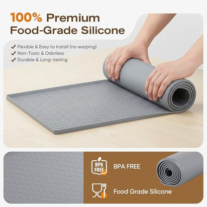 Waterproof Under Sink Mat, 34"x22", Drip Tray Shelf Liner, Grey | Silicone, Cabinet Protector, Home Organizer, for Kitchen, Bathroom, Multipurpose, Easy Clean, Leak Proof, Organizes Cabinets